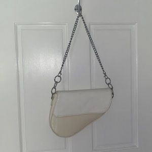 Y2K White and Off-White Saddle Bag